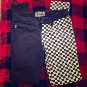 Checkered Split Skinny Jeans